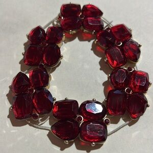 Red Gemstone Bracelet Faux Ruby and Gold Stretch Bracelet Needs New Elastic
